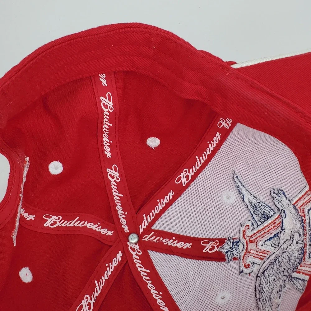 Budweiser Hat Red American Flag Eagle Logo Anheuser Busch Adjustable BaseballCap